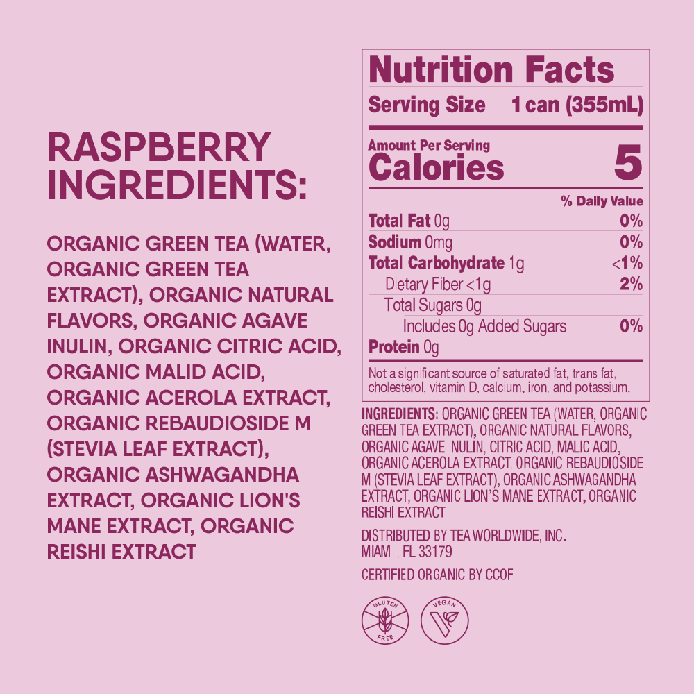 Juni Sparkling Adaptogenic Tea - Raspberry – Drink Juni