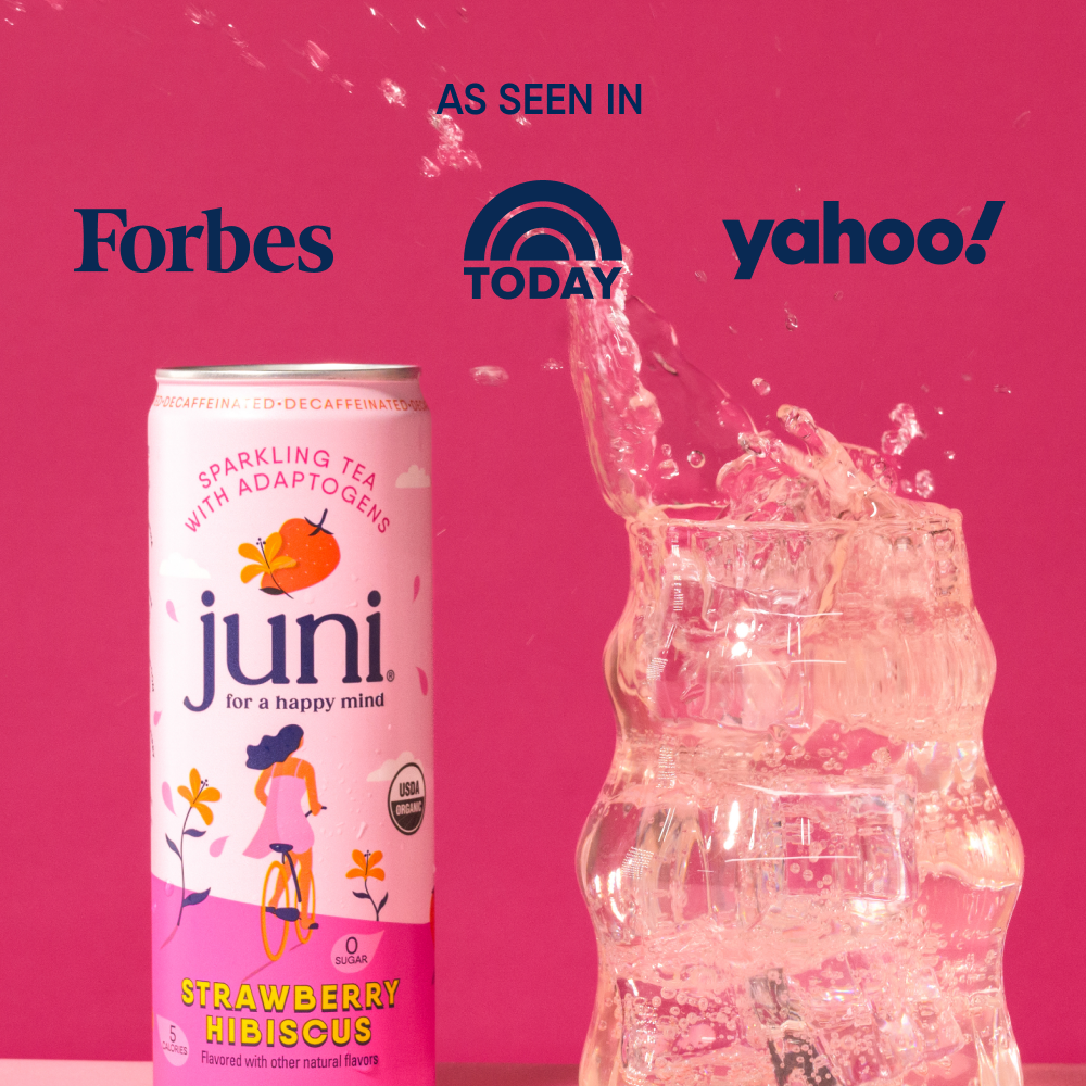 Juni Sparkling Tea with Adaptogens | Raspberyy Hibiscus Flavor | 12 ...