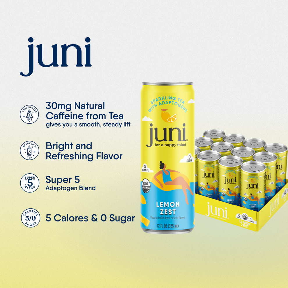 Juni Sparkling Tea with Adaptogens | Lemon Flavor | 12-Pack – Drink Juni