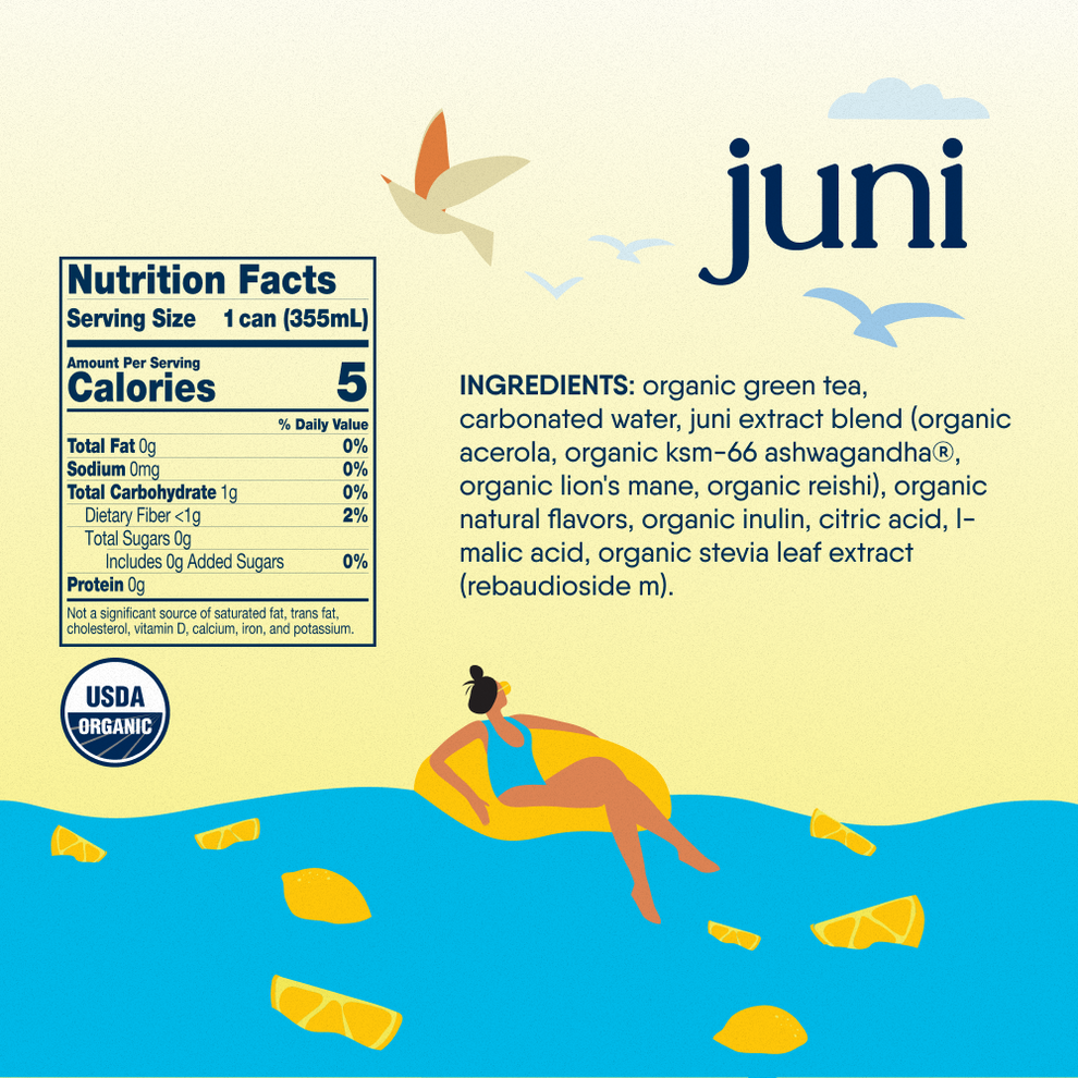 Juni Sparkling Tea with Adaptogens | Lemon Flavor | 12-Pack – Drink Juni