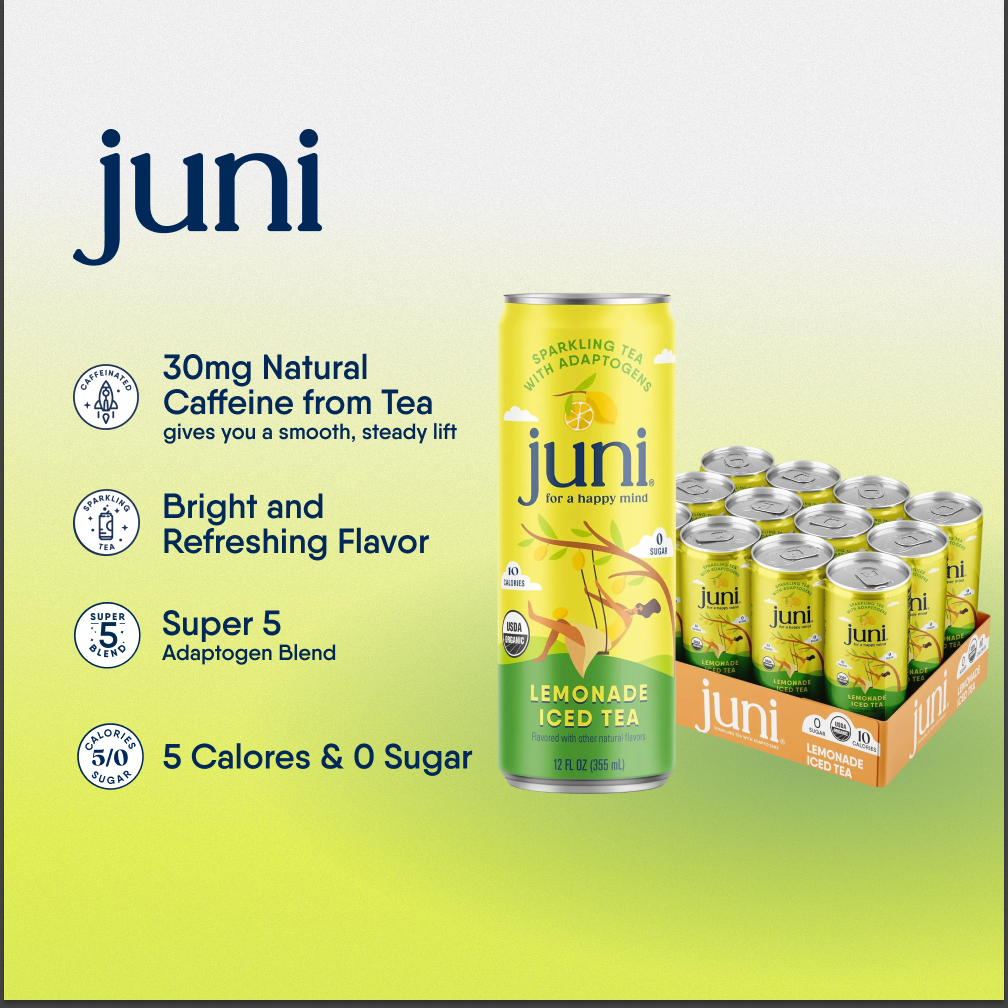 Juni Sparkling Adaptogen Drinks | Ashwagandha, Lion's Mane, Green Tea ...