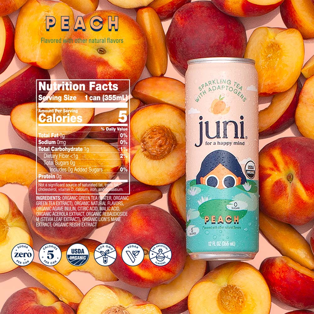 Juni Sparkling Adaptogenic Tea - Peach – Drink Juni